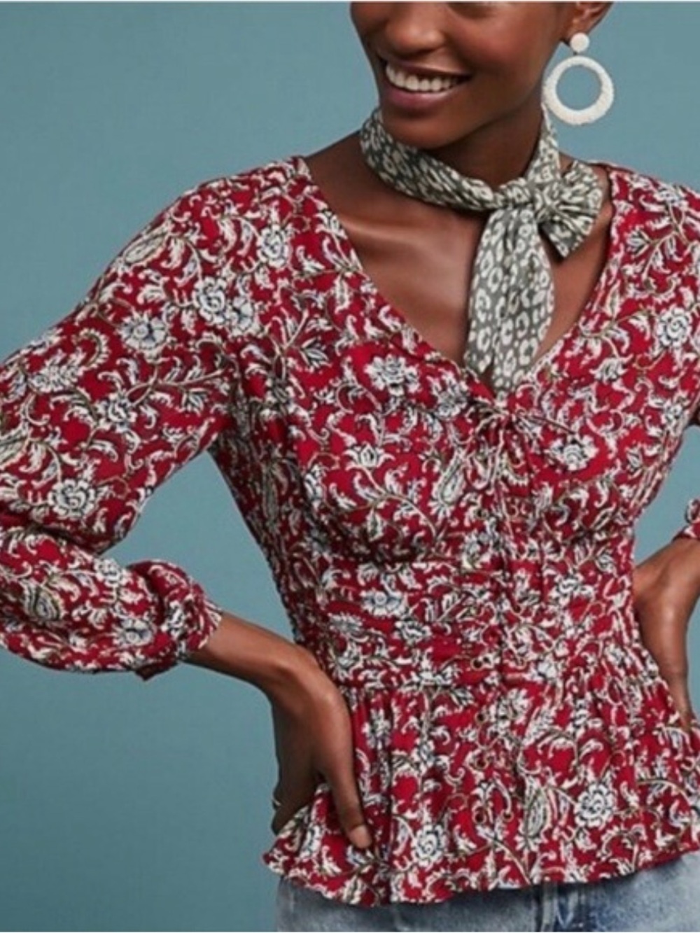 Anthropologie Feather Bone Paisley Floral Blouse